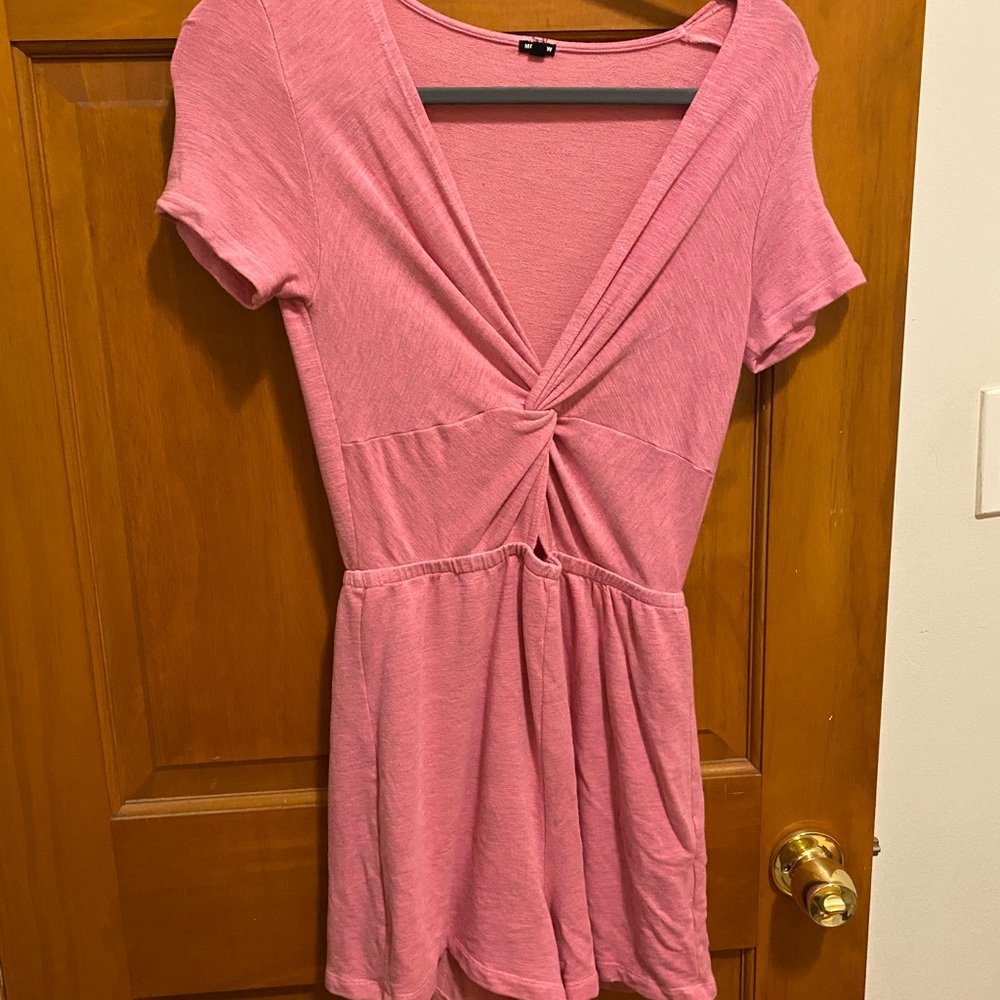 Monrow Pink Cotton Romper Pool Coverup